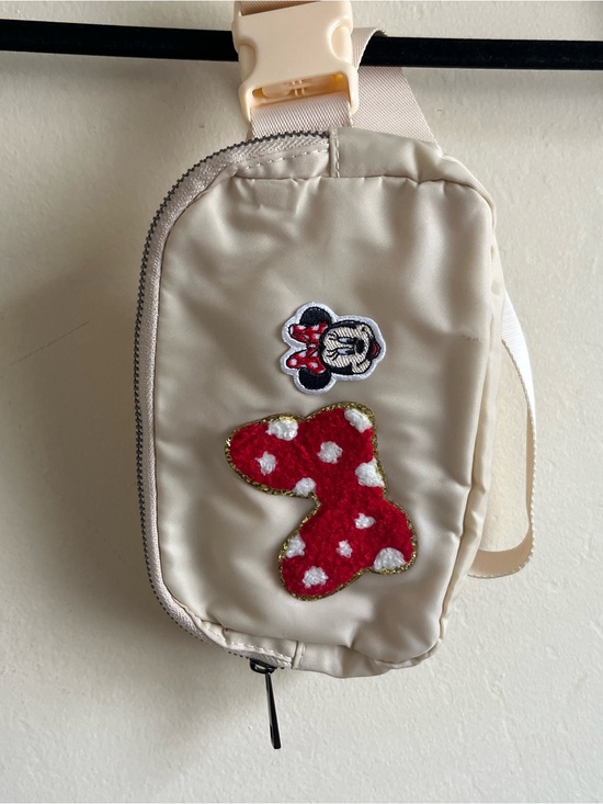 Handbags - Cream Crossbody Pouch with Disney patches